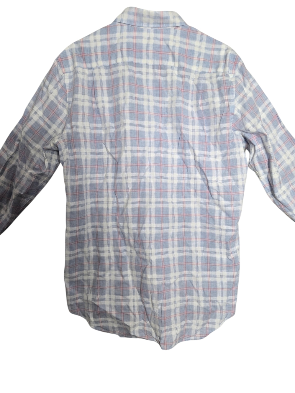 Ledbury Alden Collar Classic Fit Dress Shirt Blue Check Linen Blend 15.5 Medium - Picture 5 of 12